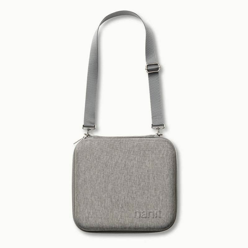nanit traveling light case with shoulder strap in heather gray oxford #color_heather gray oxford