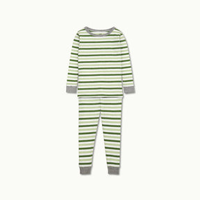 Nanit Two-Piece Sleep Wear Holiday Pajamas in Evergreen Bold Stripe #color_evergreen bold stripe