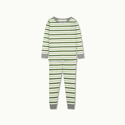 Nanit Two-Piece Sleep Wear Holiday Pajamas in Evergreen Bold Stripe 