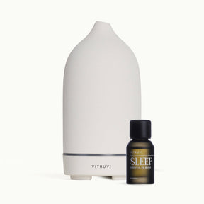 Vitruvi Stone Ceramic Diffuser with Viturvi Sleep Essential Oil Blend