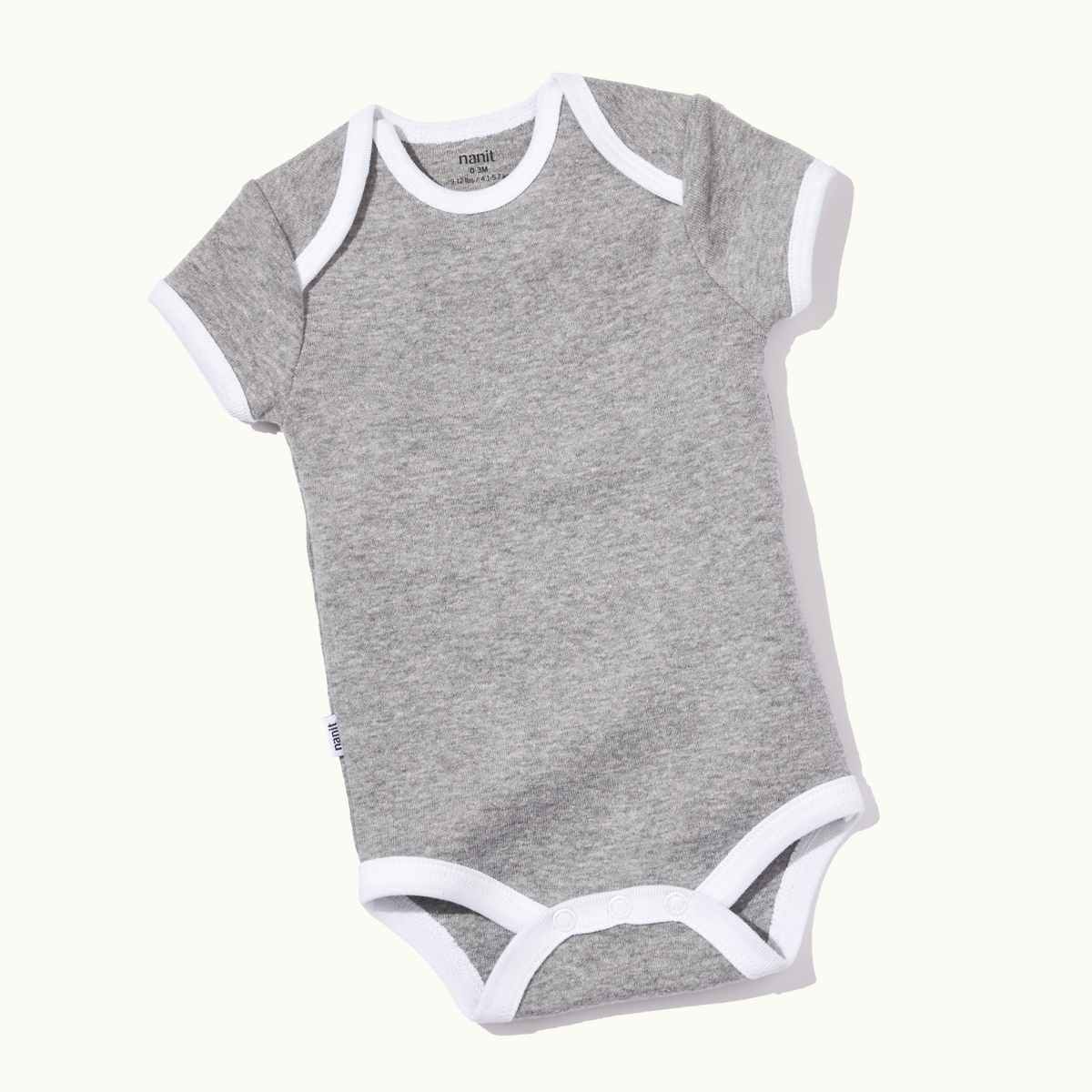 front view of short sleeve bodysuit in heather gray #color_heather gray