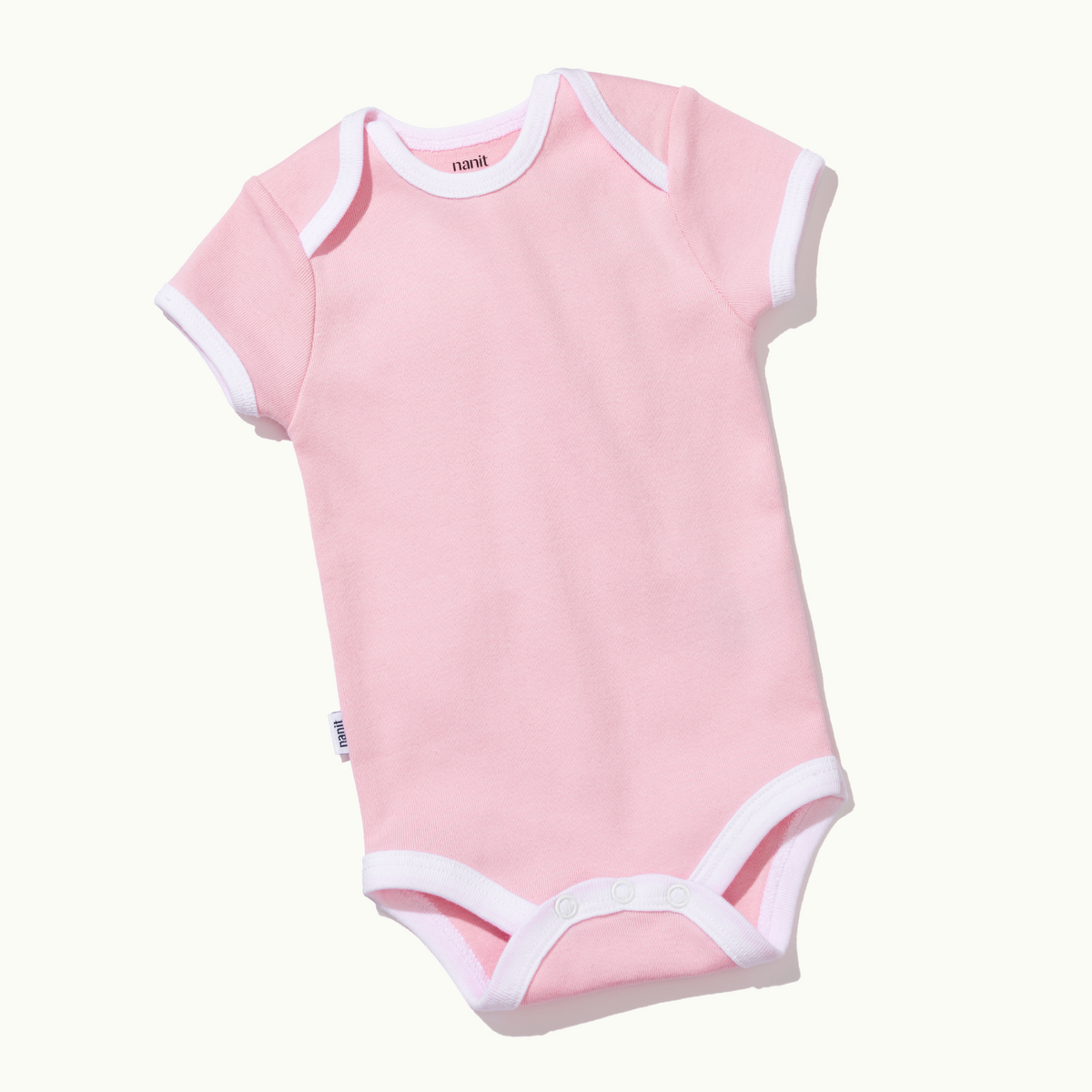 front view of short sleeve bodysuit in rose pink #color_rose pink