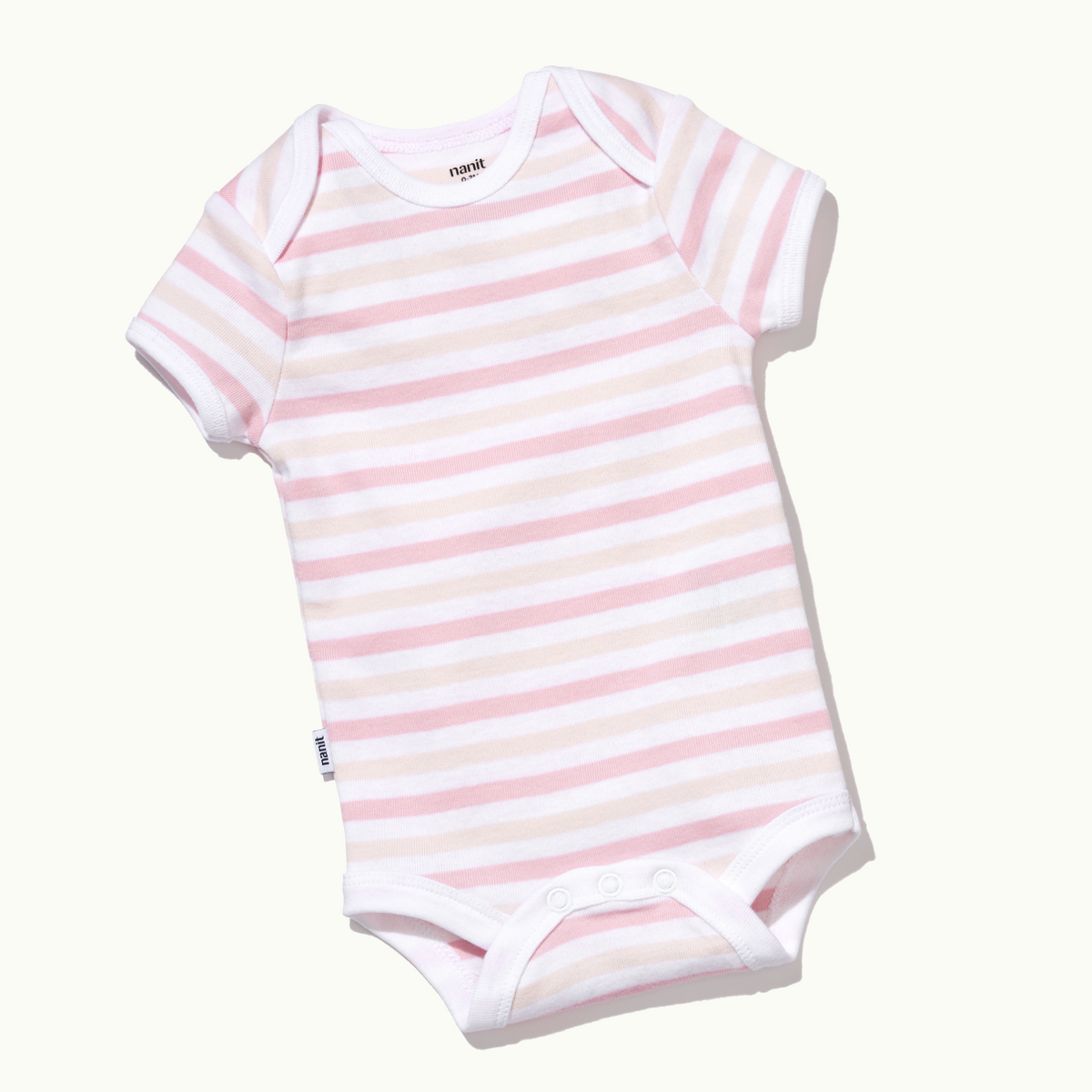 front view of short sleeve bodysuit in rose pink stripe#color_rose pink stripe