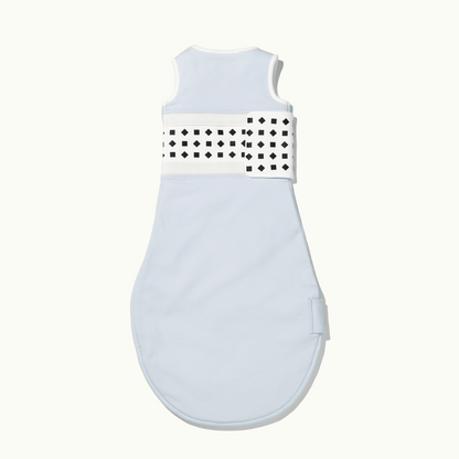 nanit powder blue breathing wear sleeping bag showing back side 