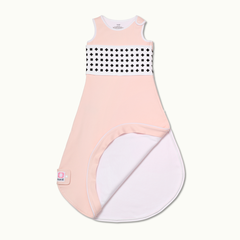 nanit blush pink breathing wear sleeping bag front view and showing inside#color_blush pink