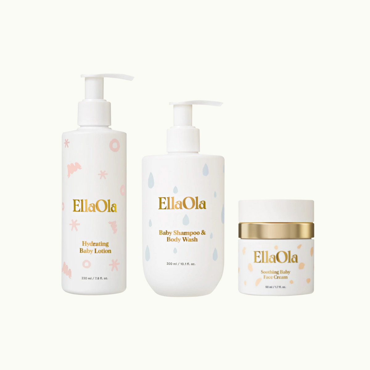 ellaola hydrating baby lotion, ellaola baby shampoo & body wash, ellaola soothing baby face cream