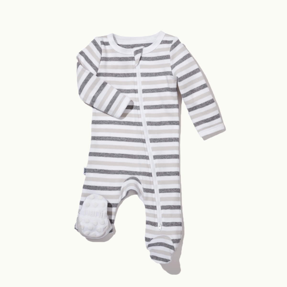 sleep wear pajama in bold stripe front view showing signature foot gripper #color_bold stripe