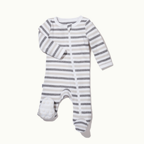 sleep wear pajama in bold stripe front view showing signature foot gripper