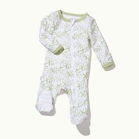 sleep wear pajama in leafy canopy front view showing signature foot gripper #color_leafy canopy