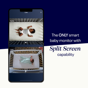 nanit app showing two babies on split screen on top and bottom - only smart baby monitor with split screen capability