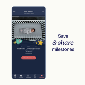 Save and share milestones through the Nanit app under Memories