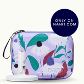 nanit flex stand and nanit purple floral travel case #color_purple floral