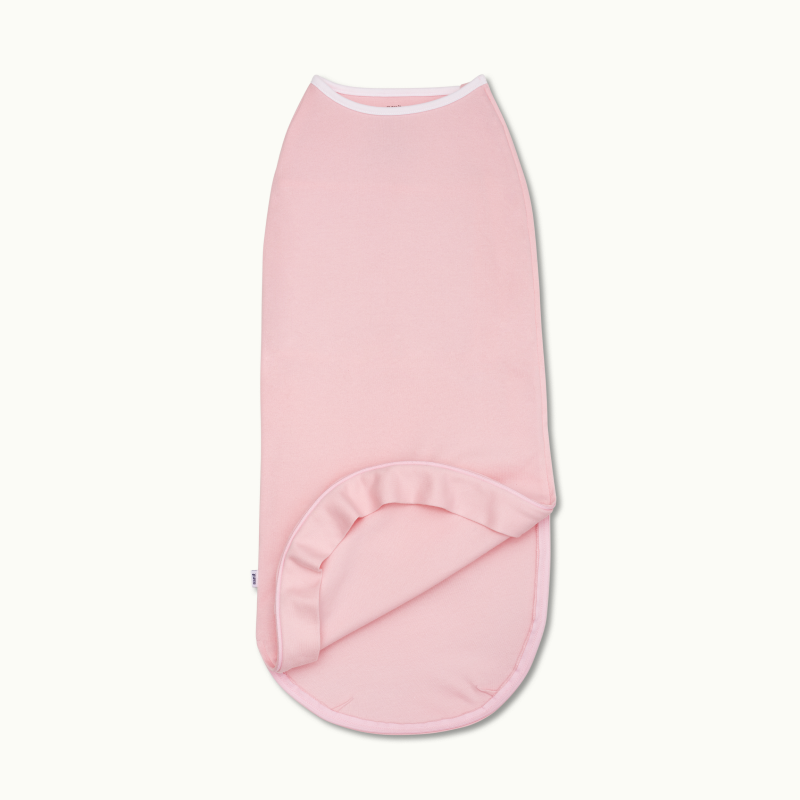 nanit sleeping wear swaddle in rose pink and showing inside #color_which way #color_rose pink